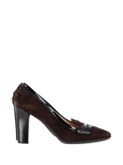 Pre-owned Tod's Vintage Penny Block-heel Pumps In Brown
