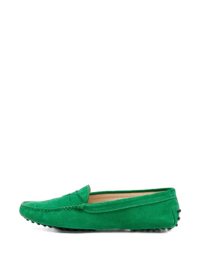 Pre-owned Tod's Vintage Penny Suede Loafers In Green