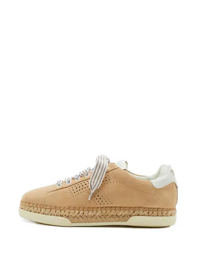 Pre-owned Tod's Vintage Perforated Espadrille Sneakers In Neutrals