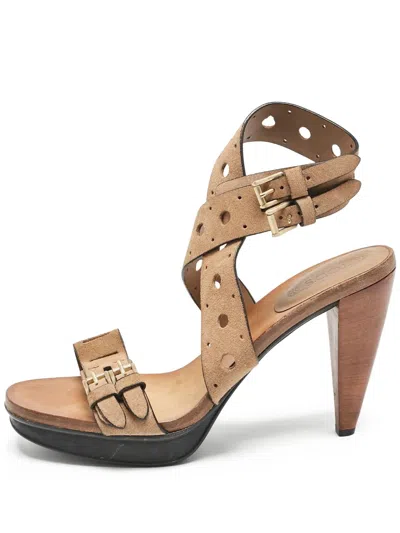 Pre-owned Tod's Vintage  110mm Perforated Heeled Sandals
