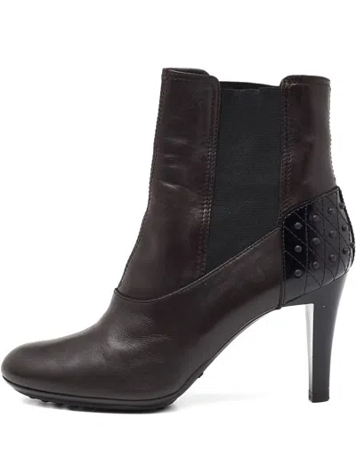 Pre-owned Tod's Vintage  85mm Leather Studded-heel Chelsea Boots