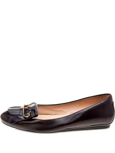 Pre-owned Tod's Vintage  Fringe-detail Leather Ballet Flats