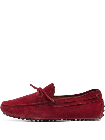 Pre-owned Tod's Vintage  Gommino Suede Loafers In Red