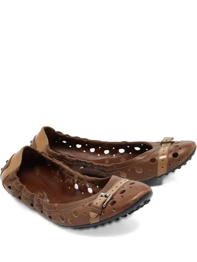 Pre-owned Tod's Vintage  Leather Ballet Flats In Brown