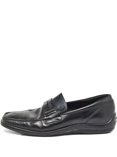 Pre-owned Tod's Vintage  Leather Penny Loafers In Black
