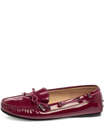 Pre-owned Tod's Vintage  Patent-leather Boat Shoes In Pink