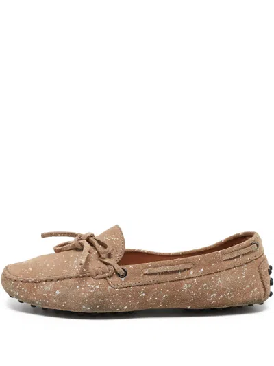 Pre-owned Tod's Vintage  Speckled Boat Shoes In Neutral