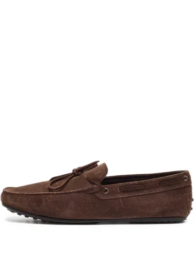 Pre-owned Tod's Vintage  Suede Boat Shoes In Brown