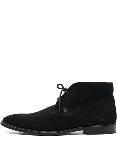 Pre-owned Tod's Vintage  Suede Lace-up Desert Boots In Black