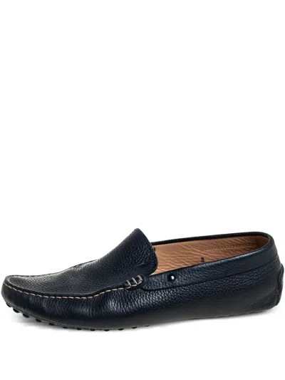 Pre-owned Tod's Vintage  Textured-leather Loafers In Blue