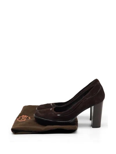 Pre-owned Tod's Vintage Round-toe Platform Pumps In Brown