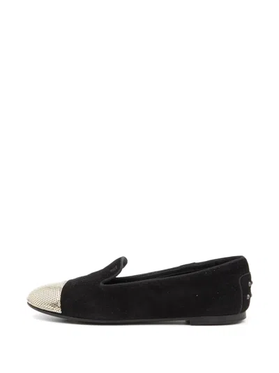 Pre-owned Tod's Vintage Sequin-embellished Loafers In Black
