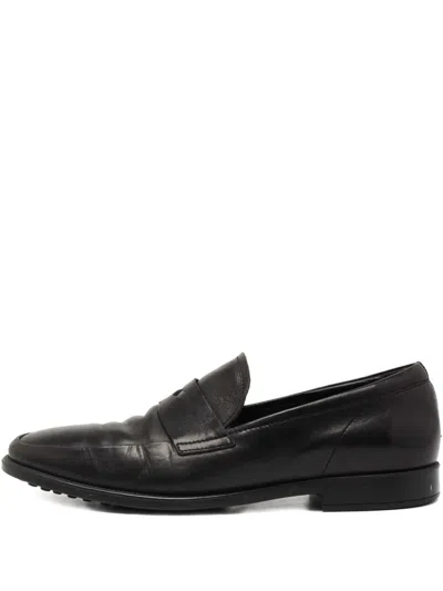 Pre-owned Tod's Vintage Slip-on Penny-strap Leather Loafer In Black