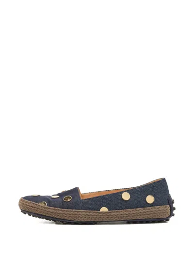 Pre-owned Tod's Vintage Studded Espadrilles In Blue