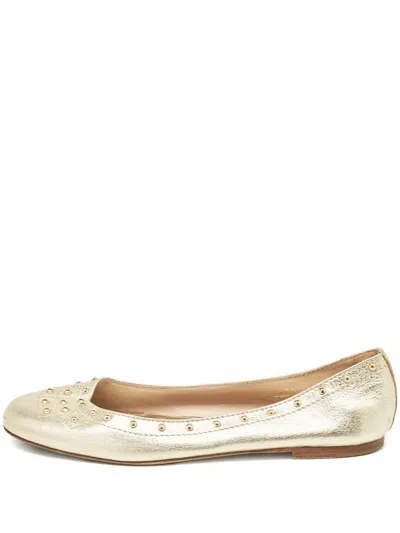 Pre-owned Tod's Vintage Studded Metallic Ballet Flats