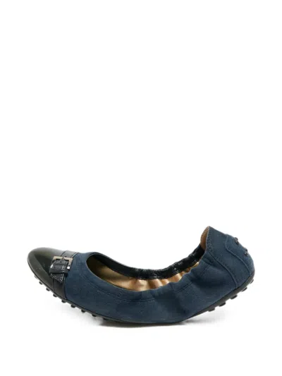 Pre-owned Tod's Vintage Suede Ballet Flats In Blue