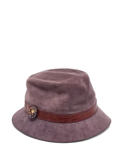 Pre-owned Tod's Vintage Suede Bucket Hat In Purple