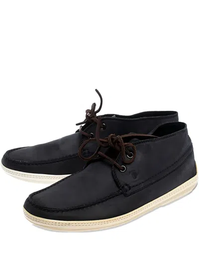 Pre-owned Tod's Vintage Suede Lace-up Derby Shoes In Blue