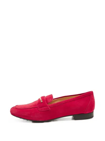 Pre-owned Tod's Vintage Suede Penny Loafers In Red