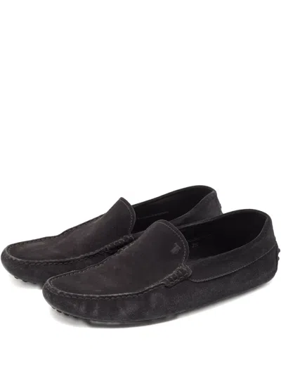 Pre-owned Tod's Vintage Suede Slip-on Loafers In Black