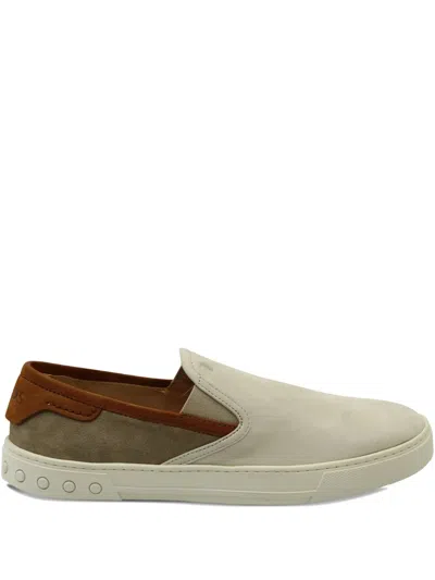 Pre-owned Tod's Vintage Suede Slip-on Sneakers In Neutral