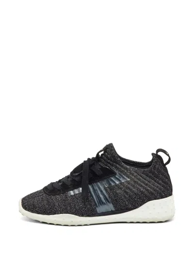 Pre-owned Tod's Vintage Suede-trim Sneakers In Black