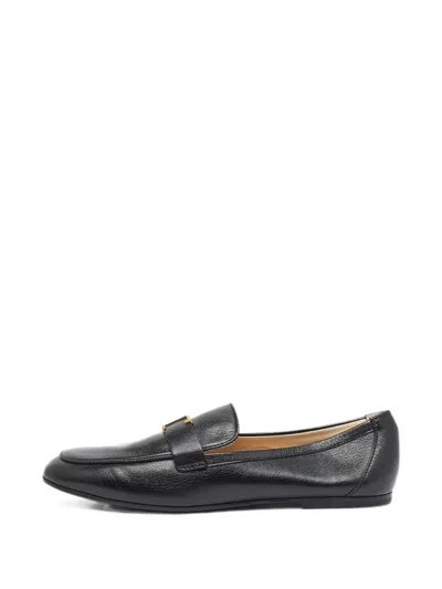 Pre-owned Tod's Vintage T Timeless Leather Loafers In Black