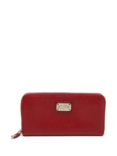 Pre-owned Tod's Vintage Textured Leather Zip-around Wallet