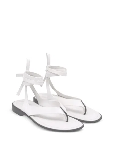 Pre-owned Tod's Vintage Tie-up Thong Leather Sandals In White