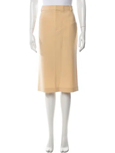 Pre-owned Tod's Virgin Wool Midi Length Skirt In Yellow