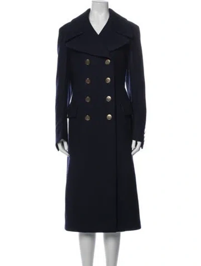 Pre-owned Tod's Virgin Wool Peacoat In Blue