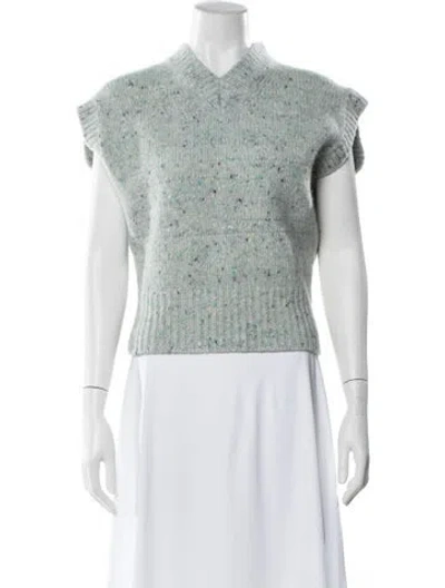Pre-owned Tod's Virgin Wool Tweed Pattern Sweater W/ Tags In Blue