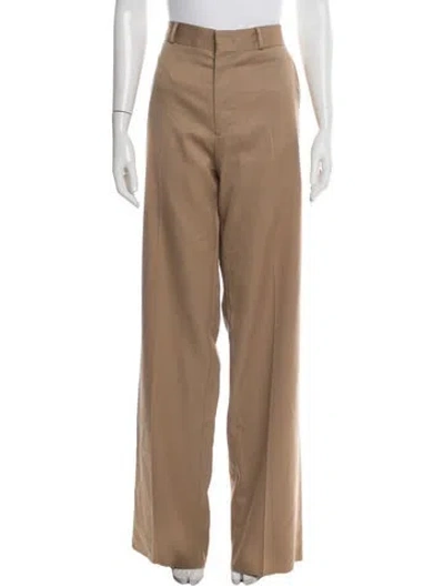 Pre-owned Tod's Virgin Wool Wide Leg Pants In Brown