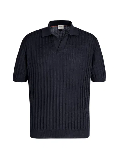 Tod's Polo Shirt In Linen Knit In Black