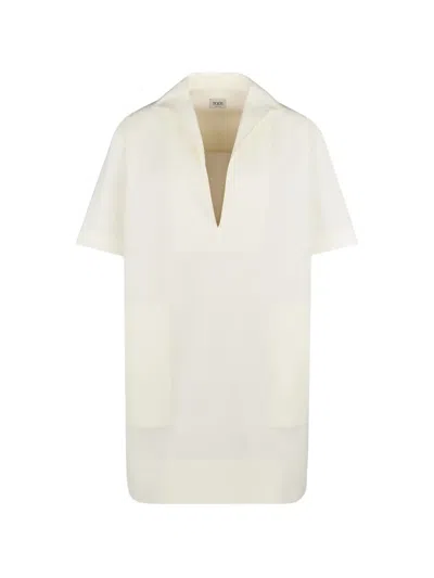 Tod's V-neck Patch-pocket Dress In Neutral