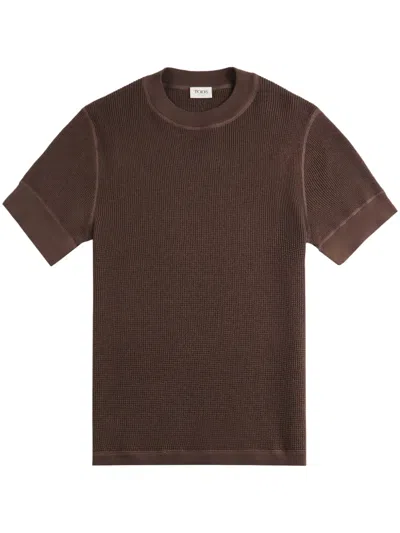Tod's Waffle-knit Cotton T-shirt In Brown