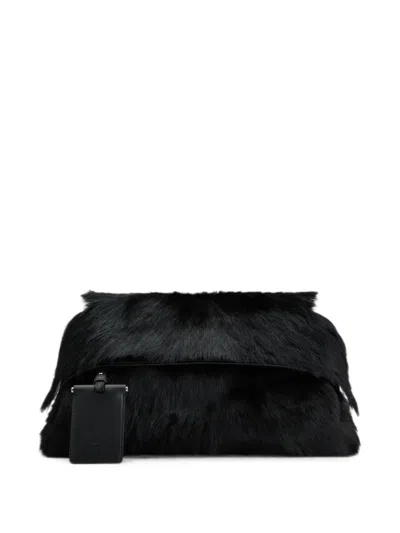 Tod's Wav Fur-effect Clutch Bag In Black