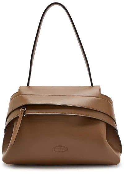 TOD'S TODS WAV MONOSPALLA PICCOLA LEATHER TOTE BAG