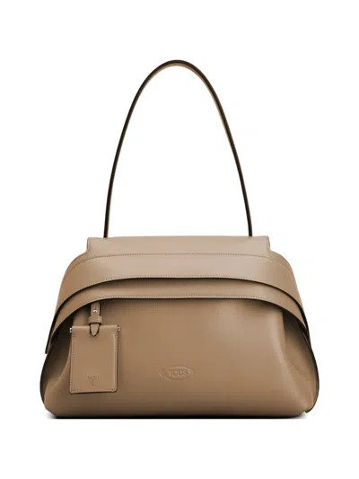 Tod's Wave Small Leather Shoulder Bag In Neutral
