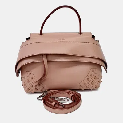 Pre-owned Tod's Wave Small Pink Leather Satchel Bag