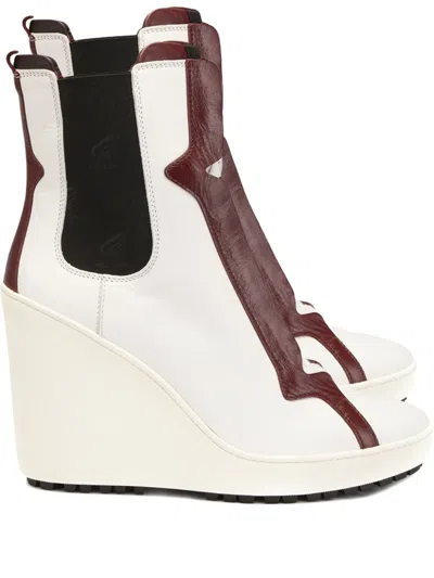 Tod's Wedge Panelled Boots In White