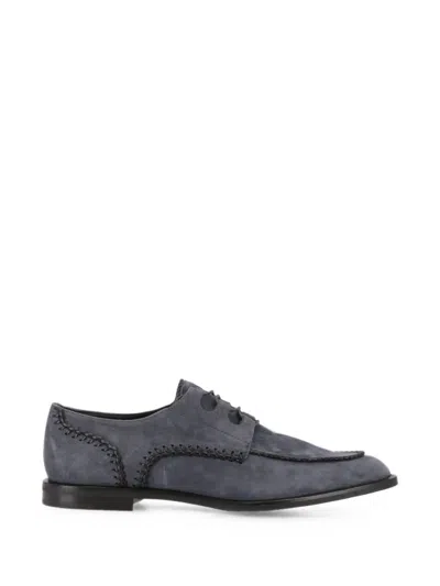 Tod's Whipstitch-trim Suede Sneakers In Blue