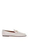 Tod's White Calfskin Moccasin With Gold Bar And Velcro Closure In White