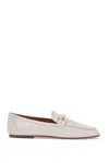 Tod's Calfskin Moccasin With Gold Bar And Velcro Closure In White