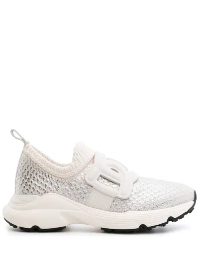 Tod's White Coated Finish Sneakers For Women