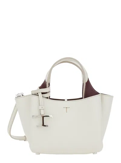 Tod's White Handbag With Removable Metal Pendant In Leather Woman