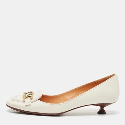 Pre-owned Tod's White Leather Chain Link Pumps Size 36