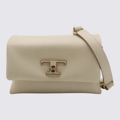 Tod's White Leather Flap T Timeless Shoulder Bag In Green
