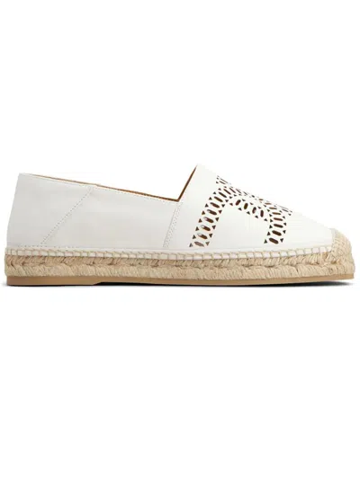 Tod's White Leather Kate Espadrilles In Bianco