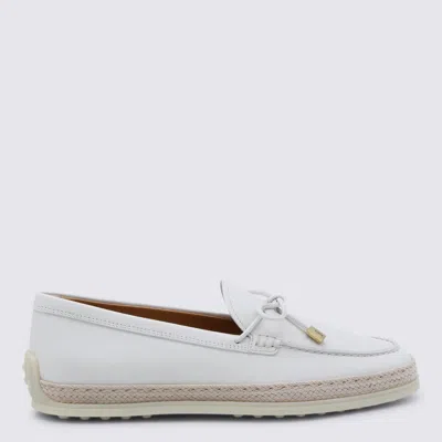 Tod's White Leather Loafers